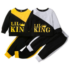 Little King Crown Sweatshirt & Elastic Pants Long Sleeve