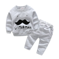 Little Man Mustache Long Sleeves Sweater Pants Jumpsuit