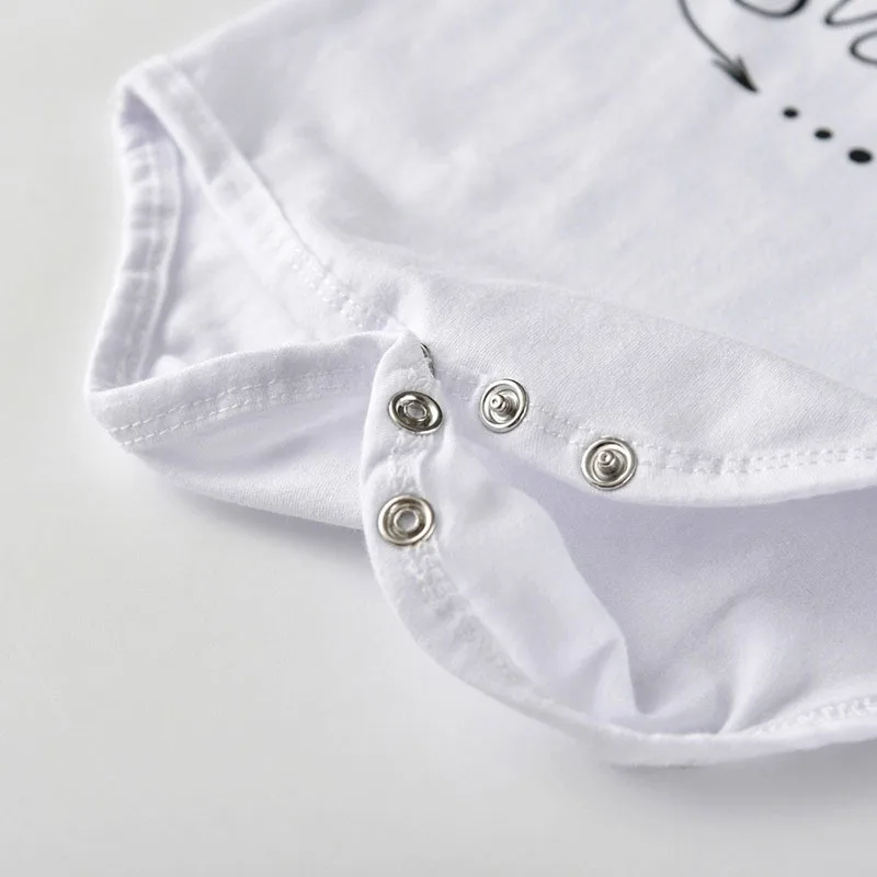 Short Sleeves Little Sister Print Bodysuit Rose Pattern Pants Ribbon Headband Beanie - Image 4