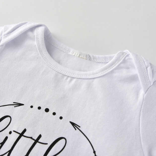 Short Sleeves Little Sister Print Bodysuit Rose Pattern Pants Ribbon Headband Beanie - Image 2