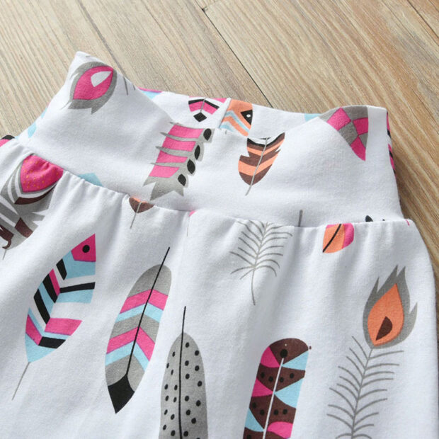 Baby Little Sister Feather Print Outfit