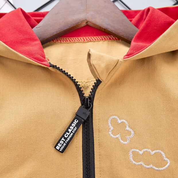 Baby Locomotive Embroidery Wind Jacket with Cap