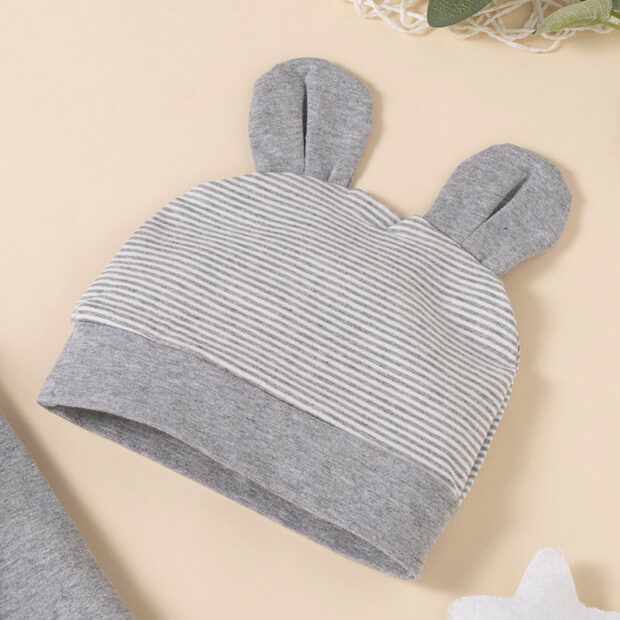Long Sleeve Elephant Print Pajamas with Onesie, Pants, Beanie Hat Ears - Image 6
