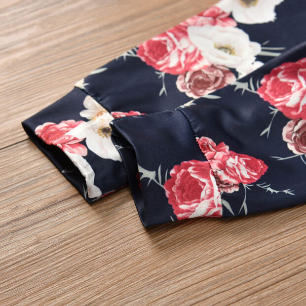 Baby Girls Hoodie, Floral Pants, Ribbon Tie Knot Headband 3 pcs - Image 8