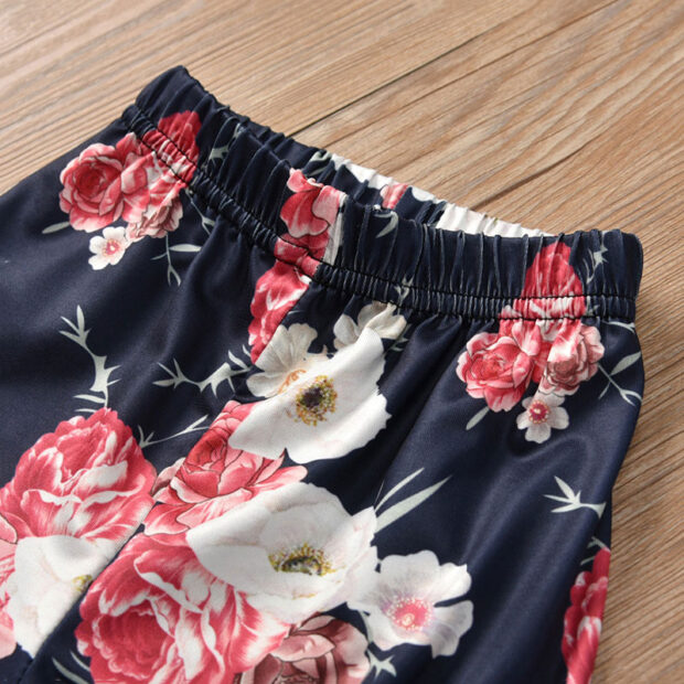 Baby Girls Hoodie, Floral Pants, Ribbon Tie Knot Headband 3 pcs - Image 7