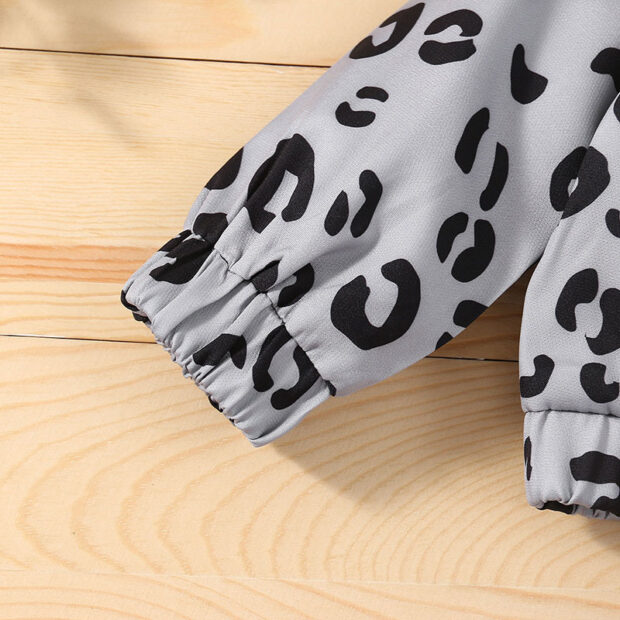Baby Long Sleeve Leopard Pattern Hoodie & Skirt Outfit
