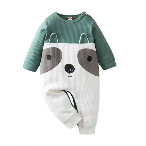 Long Sleeve Panda Design Pajamas Romper