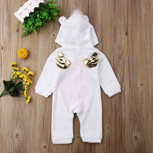 Long Sleeve Unicorn Hoodie Costume Zipper Romper with Ears - Image 2