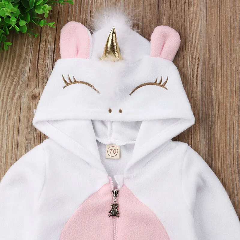Baby Unicorn Hoodie Costume Zipper Romper