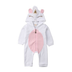 Long Sleeve Unicorn Hoodie Costume Zipper Romper with Ears