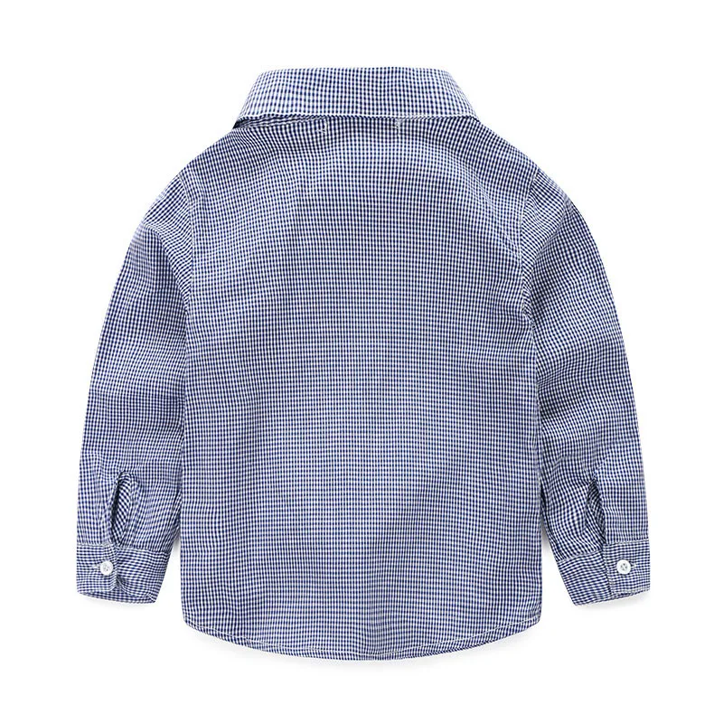 Gentlemen Checked Collar Shirt with Vest & Khaki Pants - Image 4