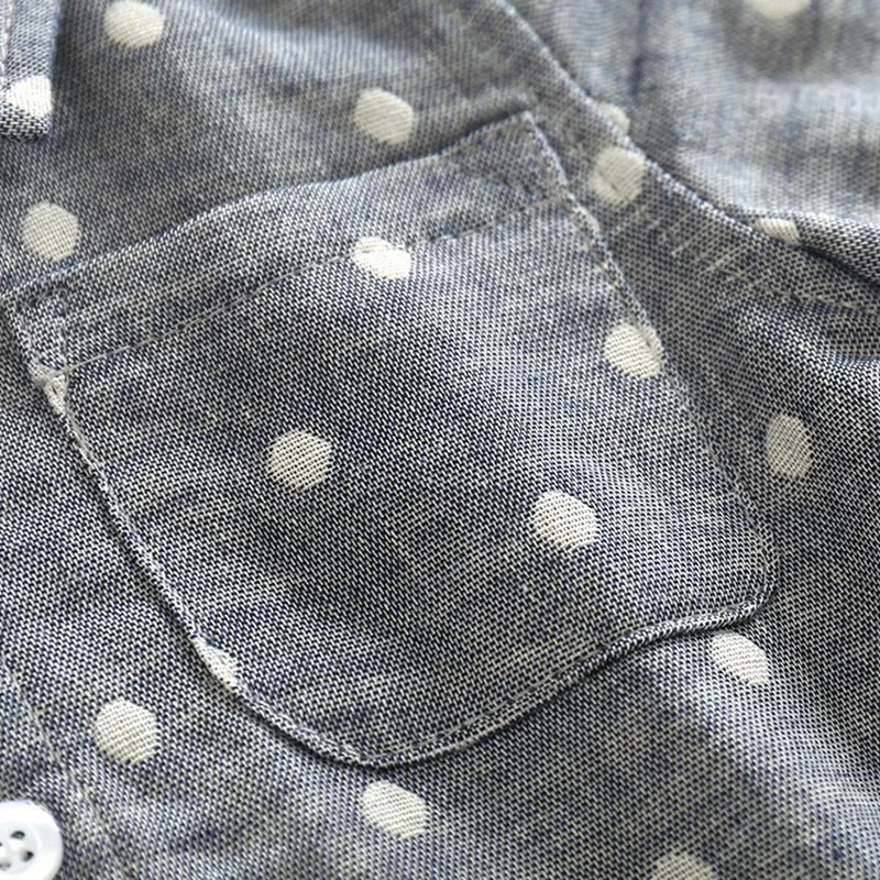 Long Sleeves Grey Polka Dots Collar Shirt with Denim Jeans - Image 5