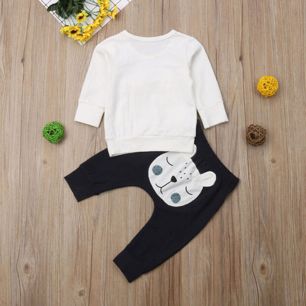 Long Sleeves Cartoon Kitten Face Print Shirt Harem Pants - Image 2