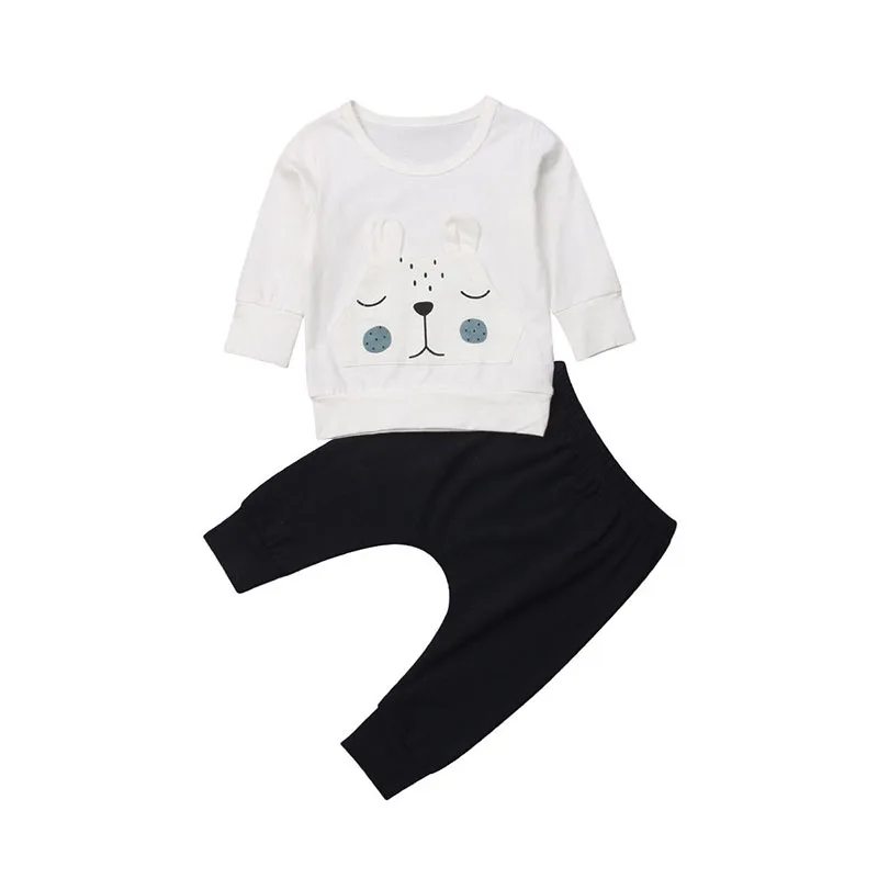Long Sleeves Cartoon Kitten Face Print Shirt Harem Pants