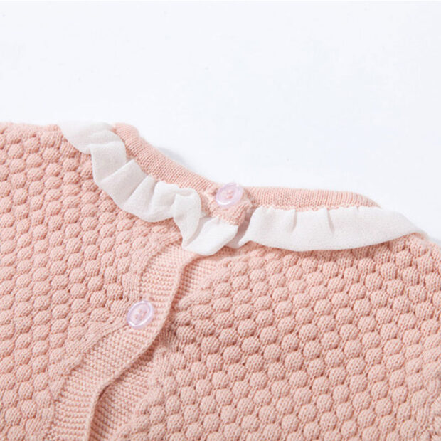 Long Sleeves Knitted Plain Sweater with Matching Laced Shorts - Image 3