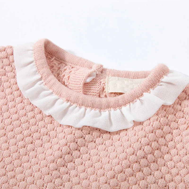 Long Sleeves Knitted Plain Sweater with Matching Laced Shorts - Image 2