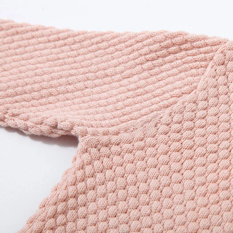 Long Sleeves Knitted Plain Sweater with Matching Laced Shorts - Image 4