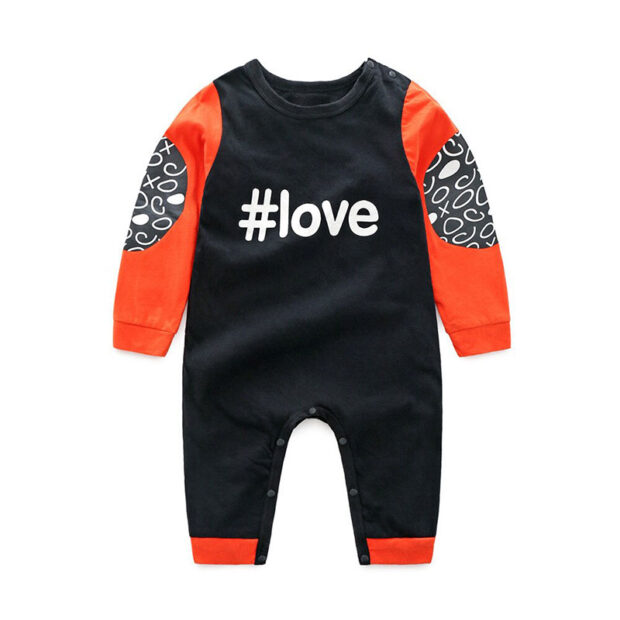 Baby Hashtag Love Snap On Jumpsuit Long Sleeve