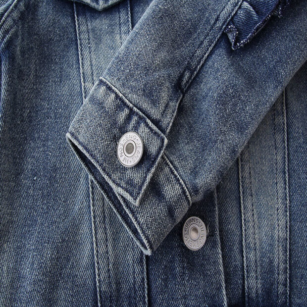 Love Heart Pattern Flip Sequin Denim Jacket with Studs Long Sleeve - Image 5
