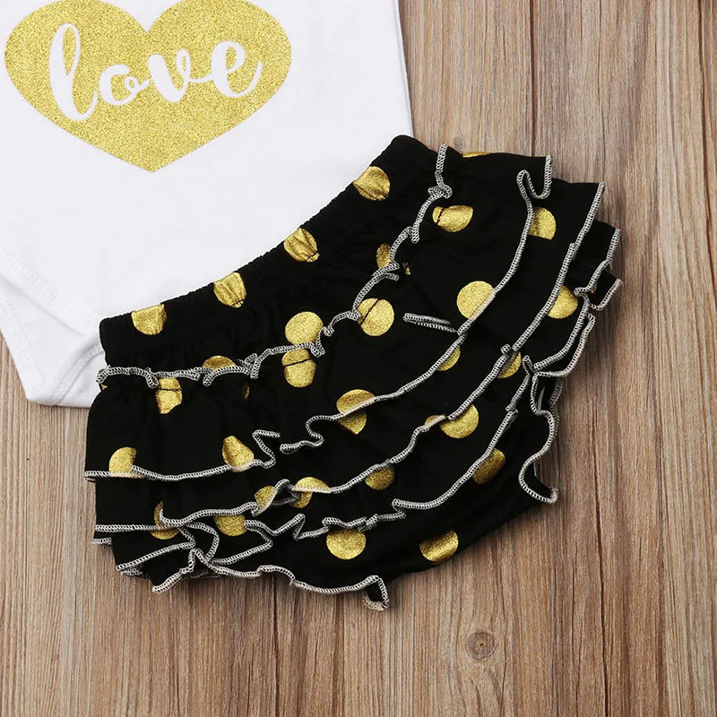 Made With Love Phrase Bodysuit Polka Dot Ruffle Dress with Headband - Image 5