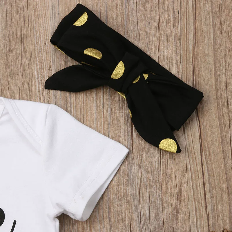 Made With Love Phrase Bodysuit Polka Dot Ruffle Dress with Headband - Image 6