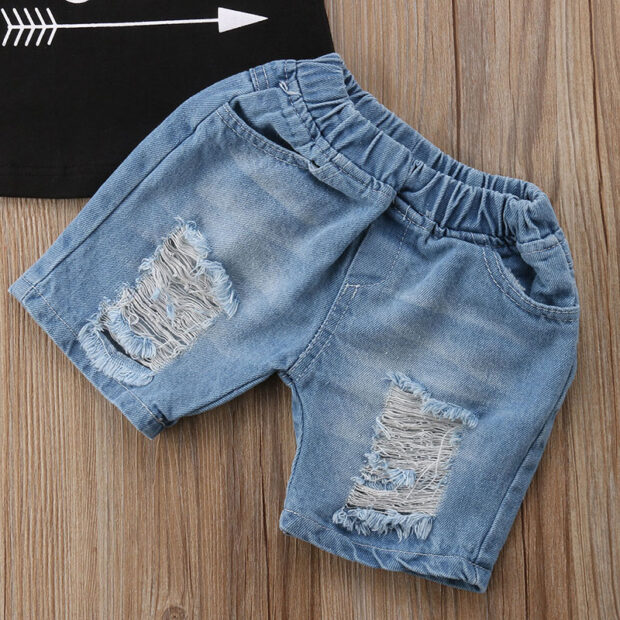 Baby Mama’s Boy Letter Print Tank Top & Ripped Denim Shorts - Image 4