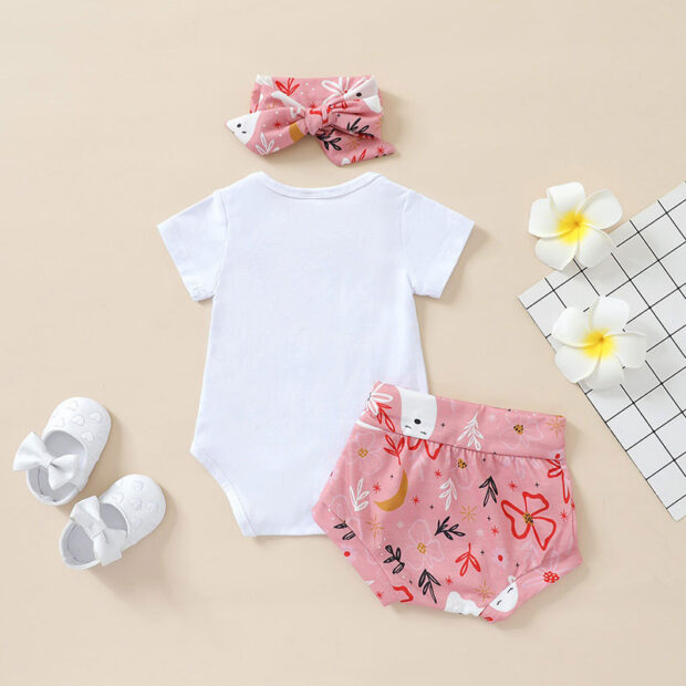 Mama's Little Boo Onesie & Matching Shorts & Ribbon Headband Short Sleeve Halloween Outfit - Image 2