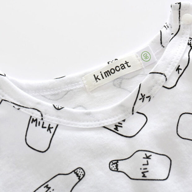 Milk Feeding Bottle Print Long Sleeves Shirt Pullover Pants - Image 4