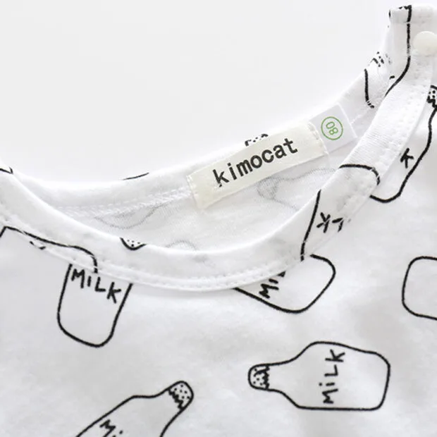 Milk Feeding Bottle Print Long Sleeves Shirt Pullover Pants - Image 4