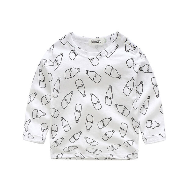 Milk Feeding Bottle Print Long Sleeves Shirt Pullover Pants - Image 2