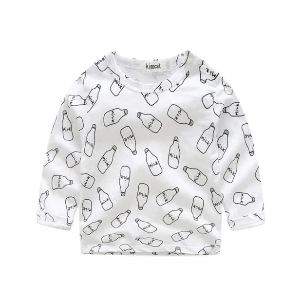 Milk Feeding Bottle Print Long Sleeves Shirt Pullover Pants - Image 2
