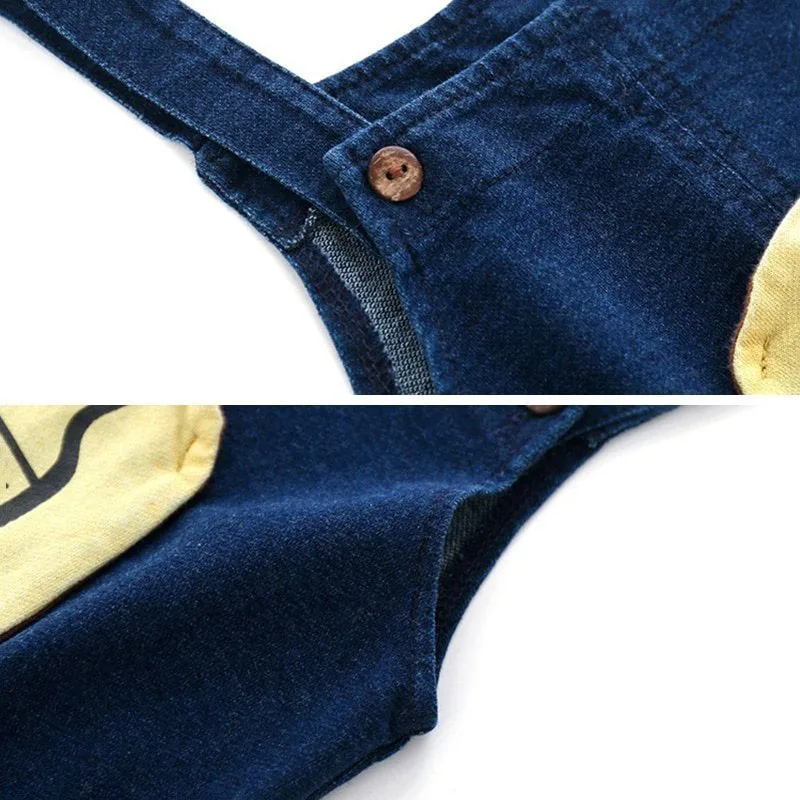 Baby Milk Bottle Print Denim Overall Pants for Boys & Girls - Image 3