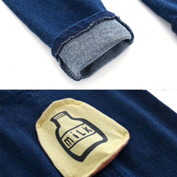 Baby Milk Bottle Print Denim Overall Pants for Boys & Girls - Image 4