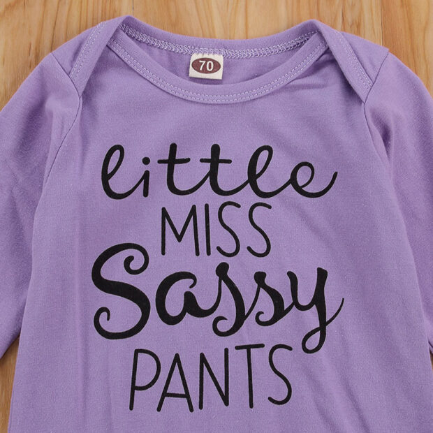 Long Sleeve Letter Print Miss Sassy T-Shirt Dress with Ribbon Headband - Image 3