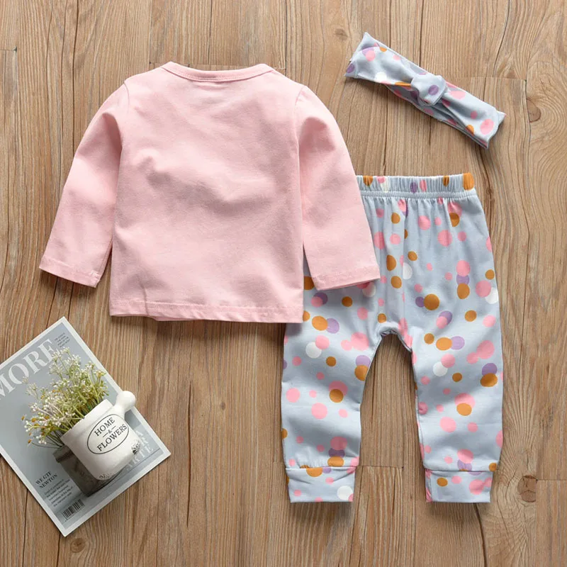 Baby Girl Steal Your Heart Text Print T-Shirt, Polka Dots Pants, Ribbon Headband - Image 2