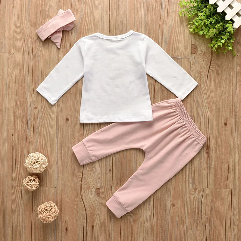 Baby Mommy Idol Text T-Shirt, Elastic Pants, Ribbon Headband 3pcs Outfit - Image 2