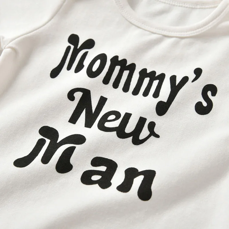 Mommy's Little Man Bodysuit Romper Mustache Print Sweatpants with Beanie Hat - Image 3