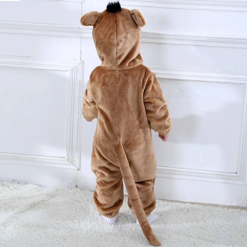 Baby Halloween Animal Monkey Coverall Costume Hoodie Dress Up Zipper Jumpsuit - Image 6