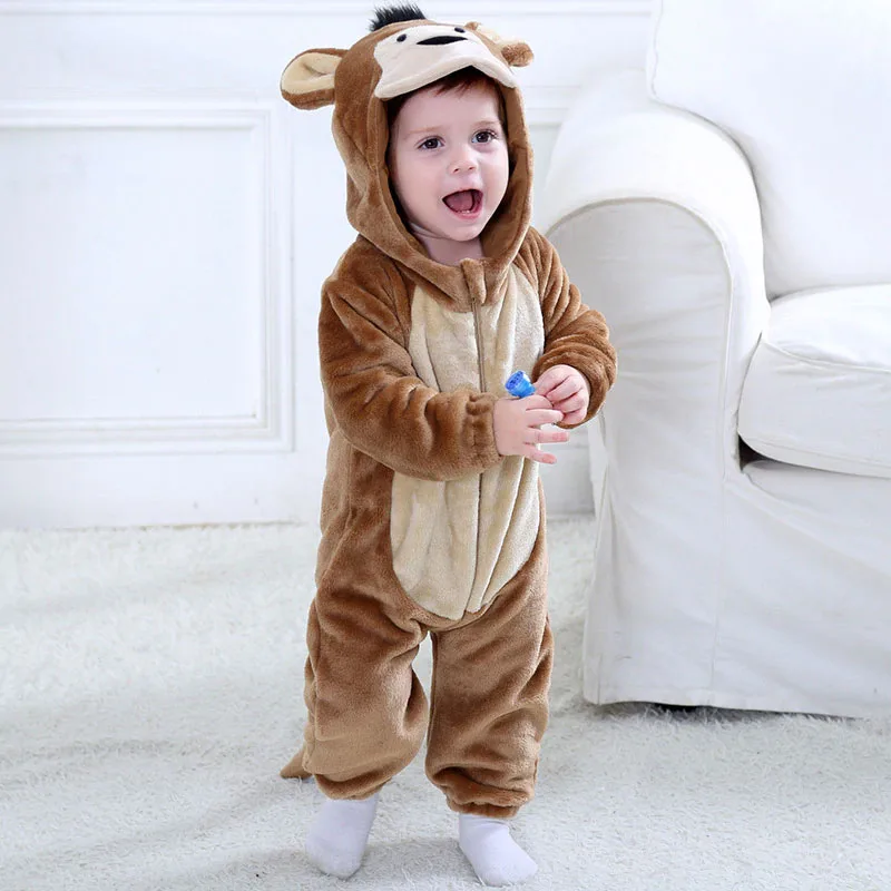 Baby Halloween Animal Monkey Coverall Costume Hoodie Dress Up Zipper Jumpsuit - Image 5