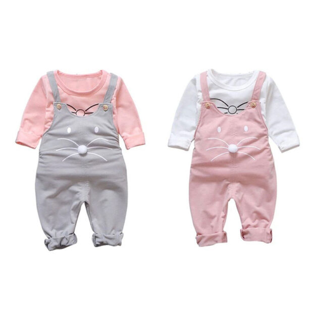 Baby Mouse Print Overalls & Matching Shirt Set