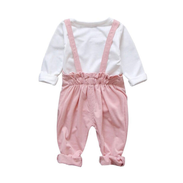 Mouse Print Overalls with Pom Pom Nose & Matching Shirt Long Sleeve - Image 2