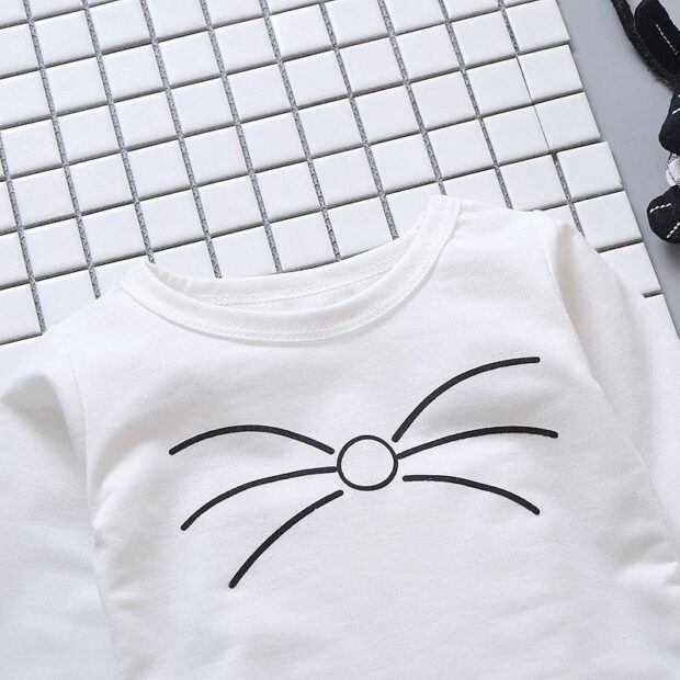 Mouse Print Overalls with Pom Pom Nose & Matching Shirt Long Sleeve - Image 4