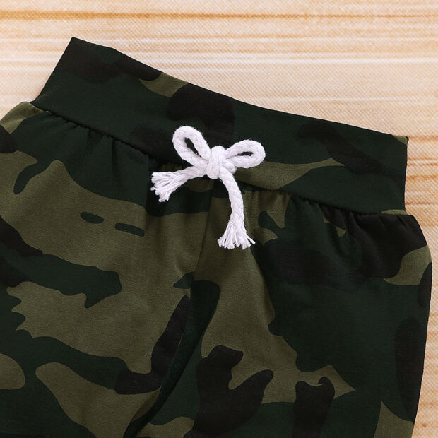 Baby Mummy's Boy Print T-Shirt, Camouflage Pants, Beanie Hat 3 pcs Outfit - Image 5
