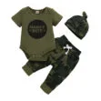 Baby Mummy's Boy Print T-Shirt, Camouflage Pants, Beanie Hat 3 pcs Outfit