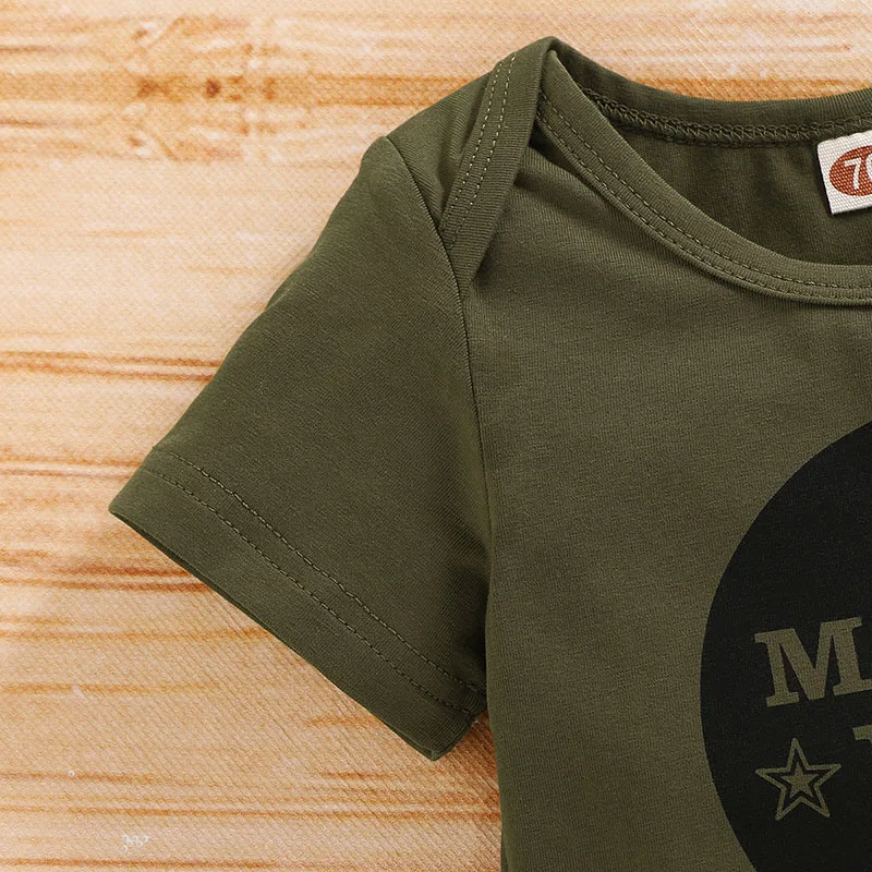 Baby Mummy's Boy Print T-Shirt, Camouflage Pants, Beanie Hat 3 pcs Outfit - Image 3