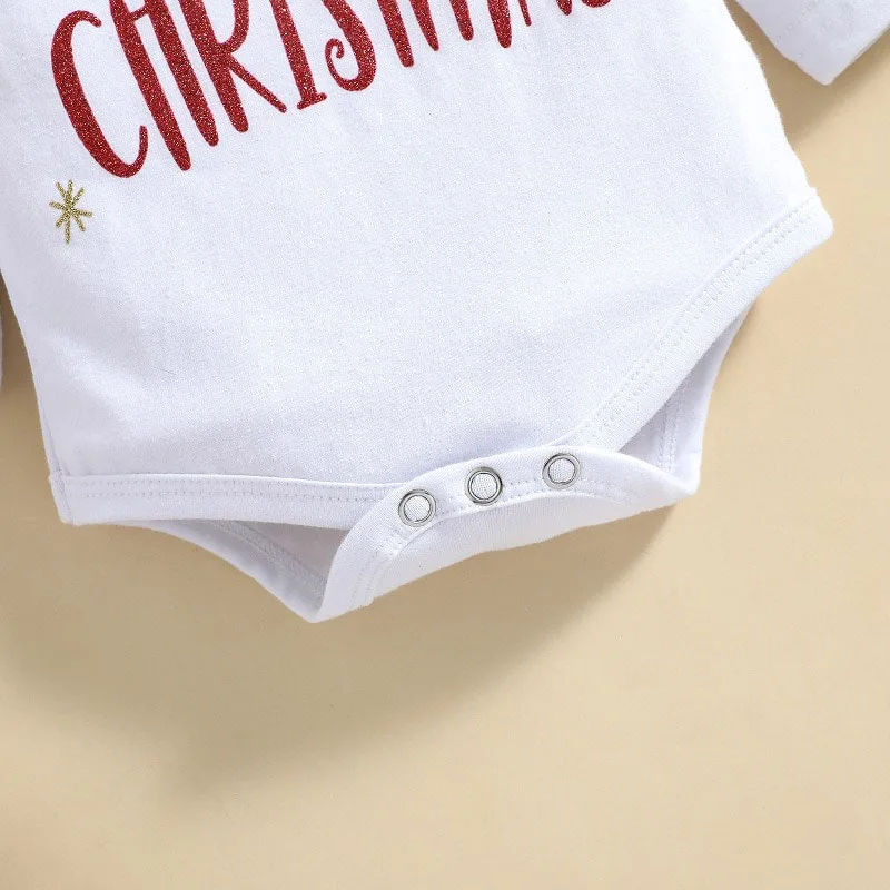 My First Christmas Onesie & Gold Ribbon Tutu with Matching Headband Long Sleeve - Image 4