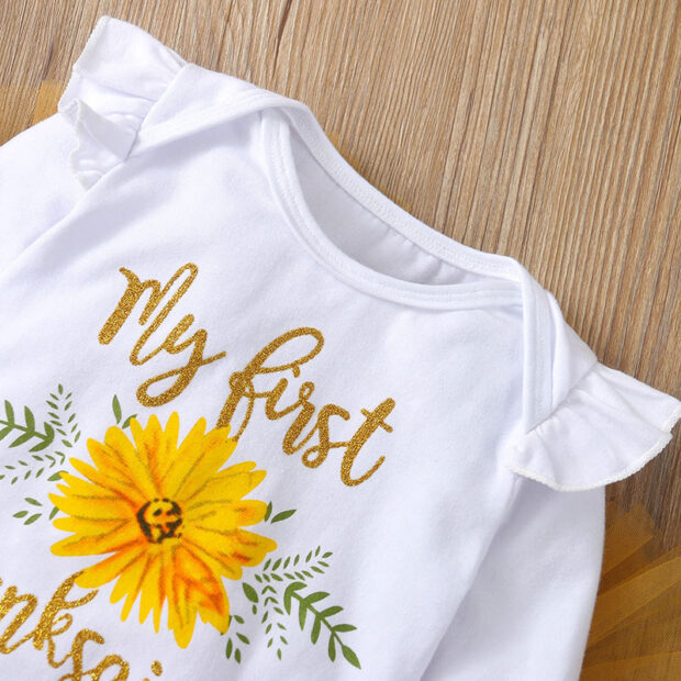 My First Thanksgiving Onesie Long Sleeve & Ribbon Bow Tutu Skirt - Image 3