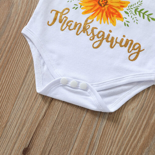 My First Thanksgiving Onesie Long Sleeve & Ribbon Bow Tutu Skirt - Image 5