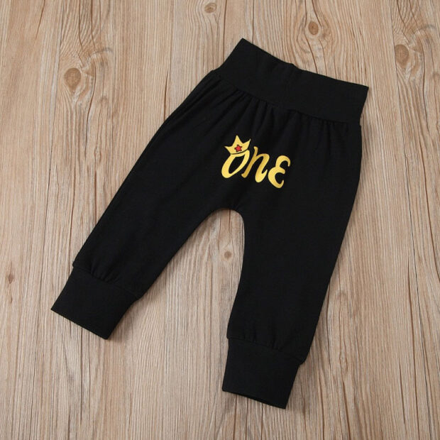 Number One Print Suspender Onesie & Elastic Pants Long Sleeve with Bow Tie & Beanie Hat - Image 3