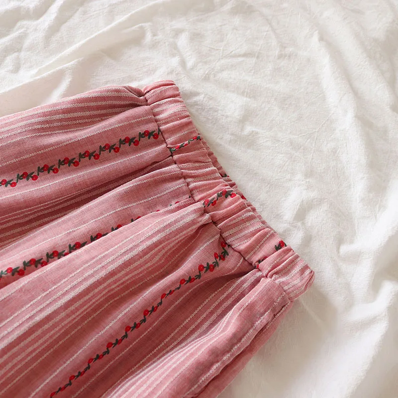 Baby Girl Cherry Stripe Off Shoulder Top, Harem Pants Long Sleeve 2 pcs Set - Image 5